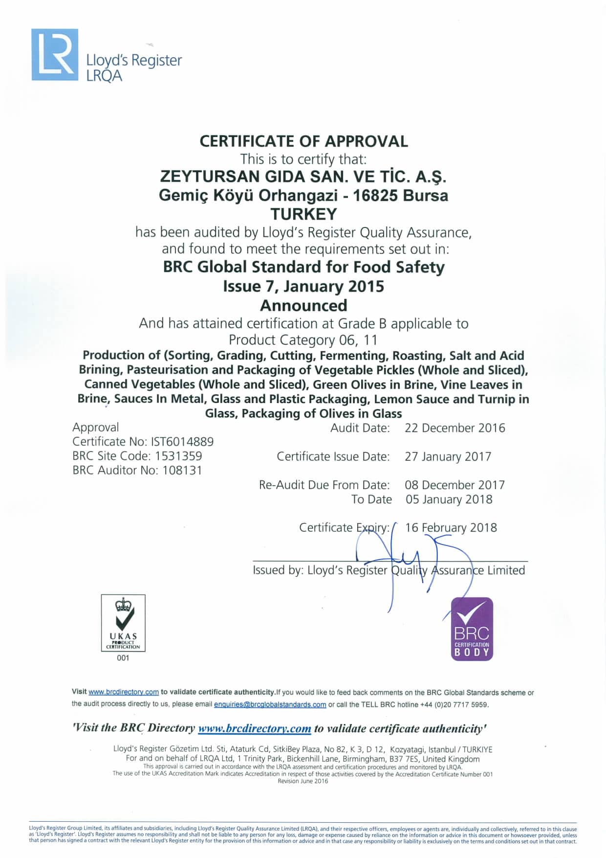ZEYTURSAN_BRC FOOD V7_UKAS_CERTIFICATE_ENG_2017